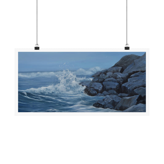 On The Rocks: Power of the Ocean on a Cloudy Day Paper Poster by Caitlin Accurso image 0